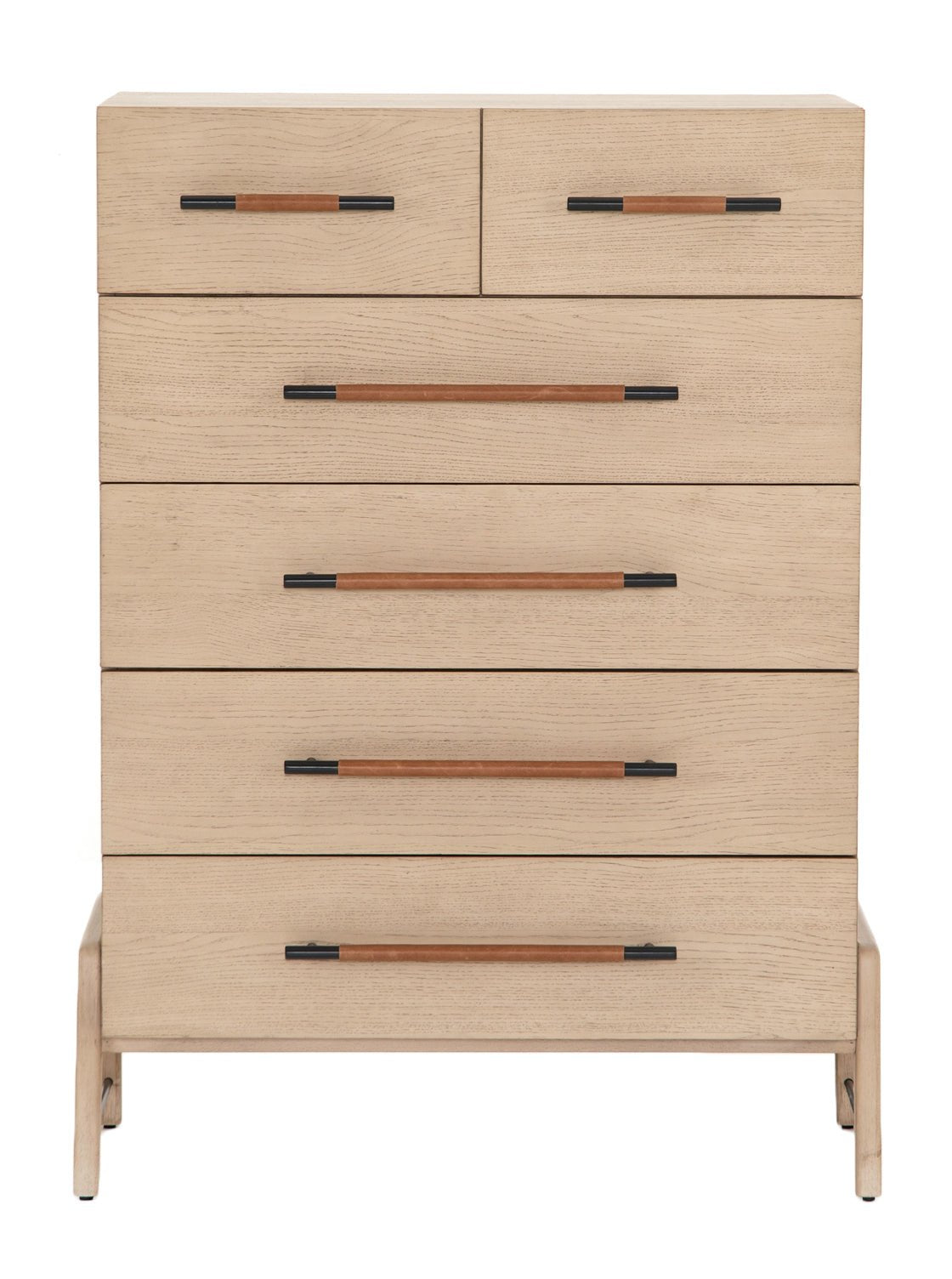 Campbell Tall Dresser - Leather, Oak Wood