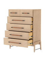 Campbell Tall Dresser - Leather, Oak Wood