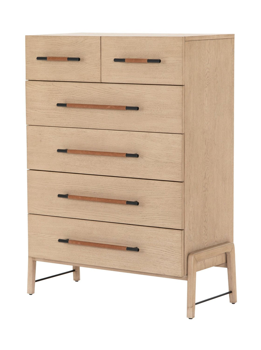 Campbell Tall Dresser - Leather, Oak Wood
