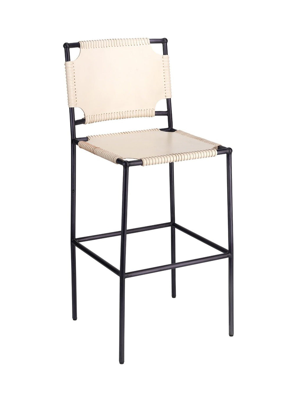 Casey Bar + Counter Stool - Leather, Metal Base