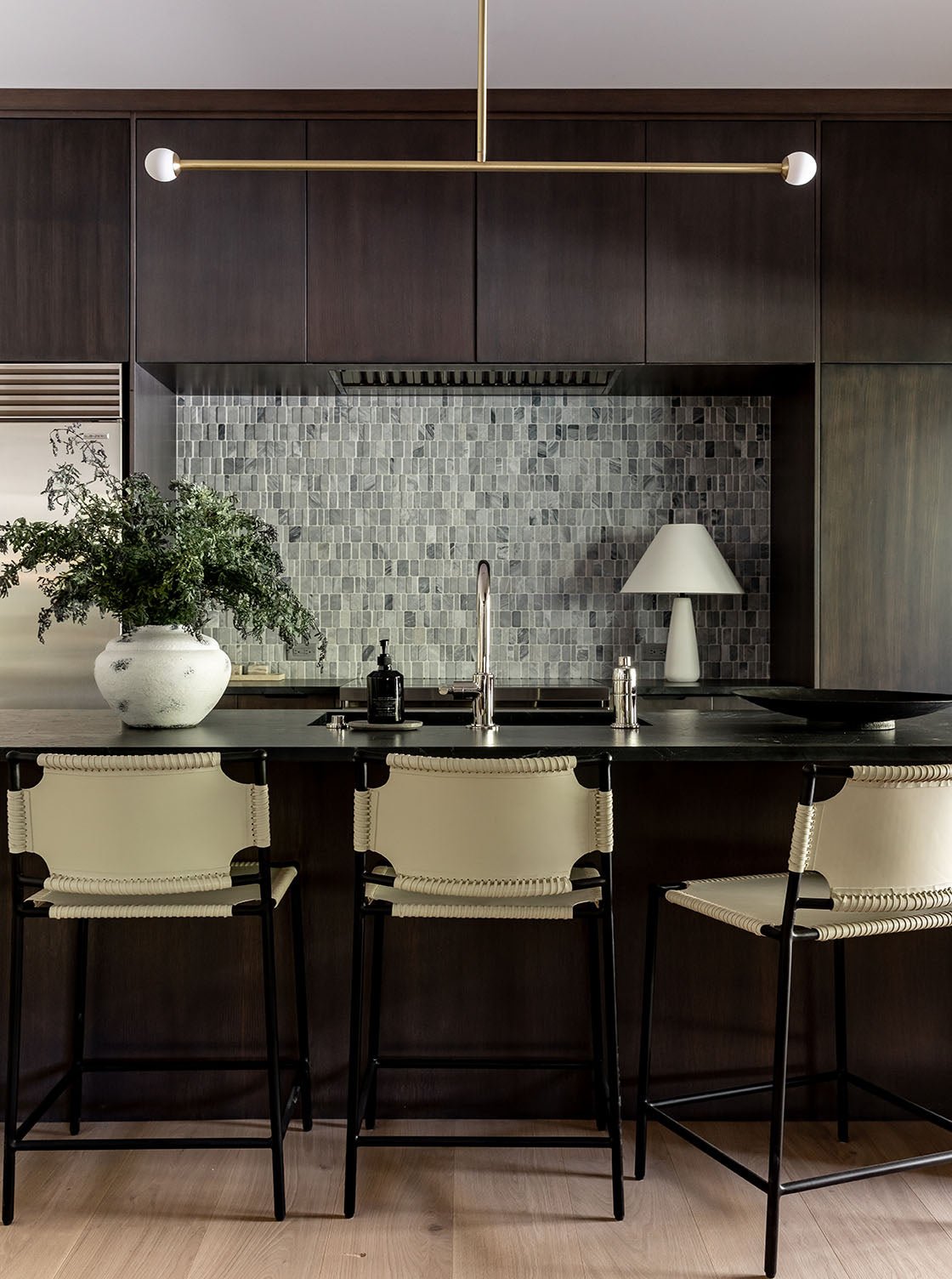 Casey Bar + Counter Stool - Leather, Metal Base