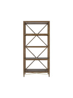 Chiara Bookcase - Mahogany Wood, Metal Base