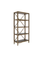 Chiara Bookcase - Mahogany Wood, Metal Base