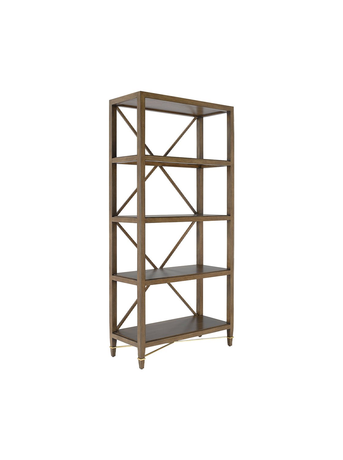 Chiara Bookcase - Mahogany Wood, Metal Base