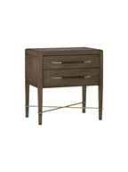 Chiara Nightstand - Wood, Metal Base