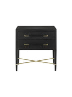 Chiara Nightstand - Wood, Metal Base