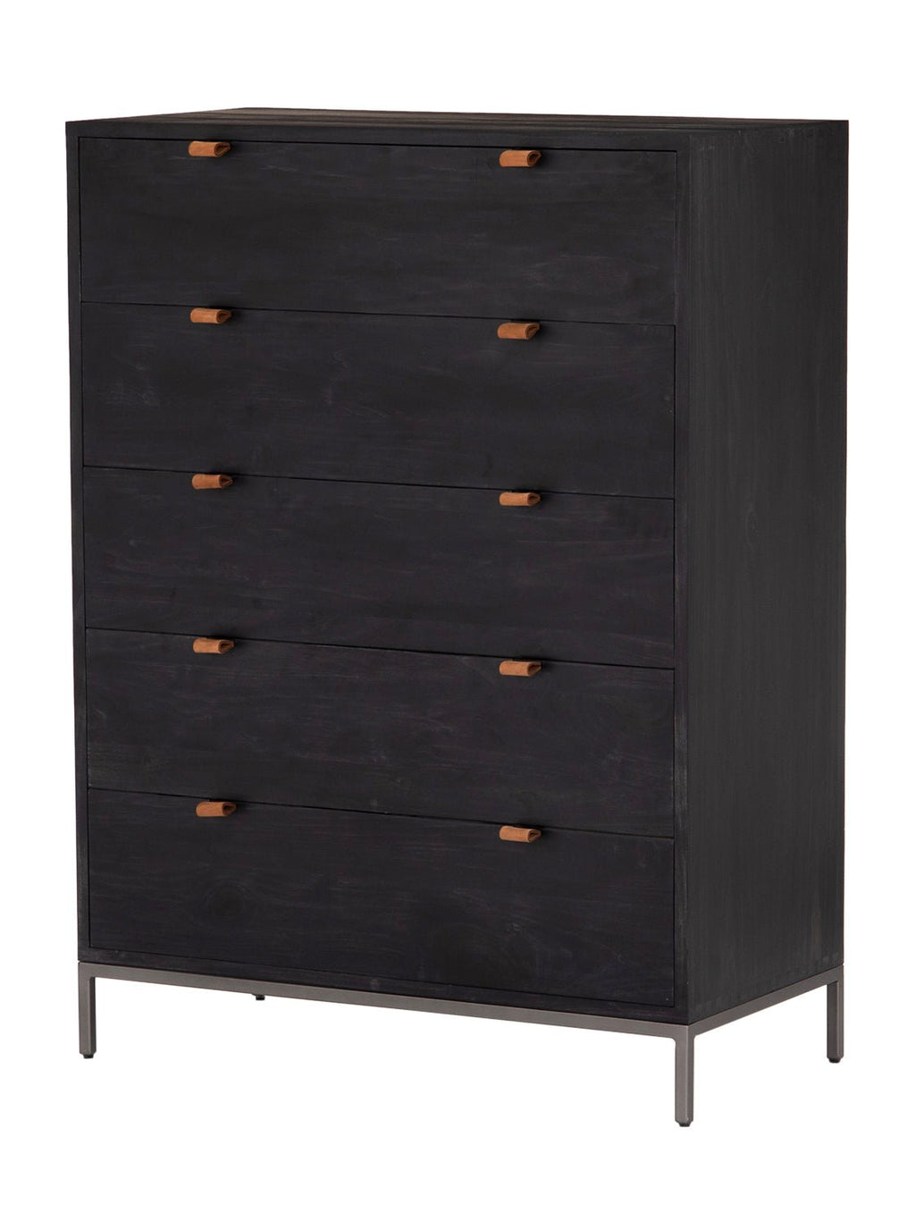 Cole 5-Drawer Dresser - Leather, Metal Base