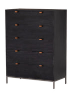 Cole 5-Drawer Dresser - Leather, Metal Base