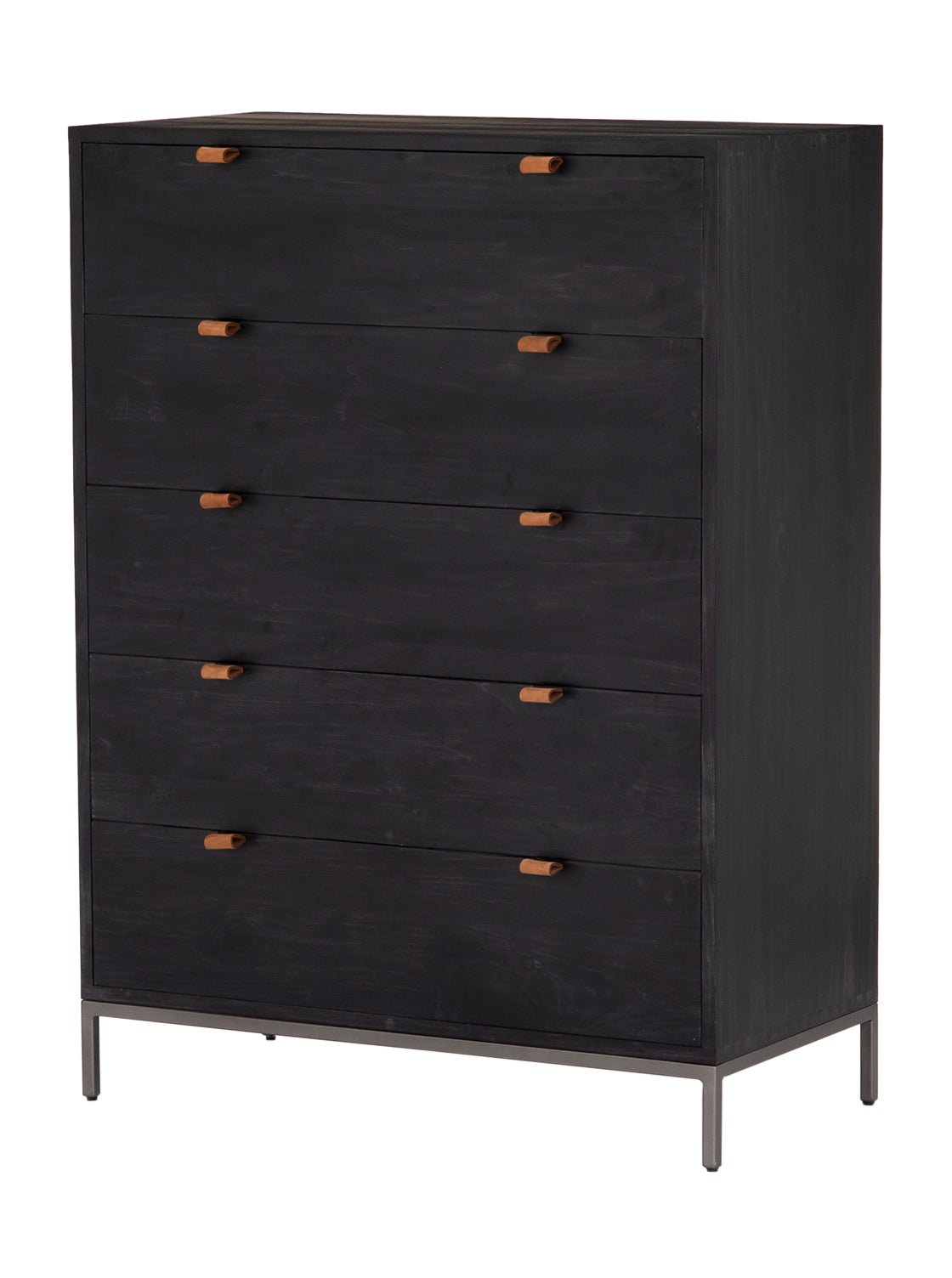 Cole 5-Drawer Dresser - Leather, Metal Base