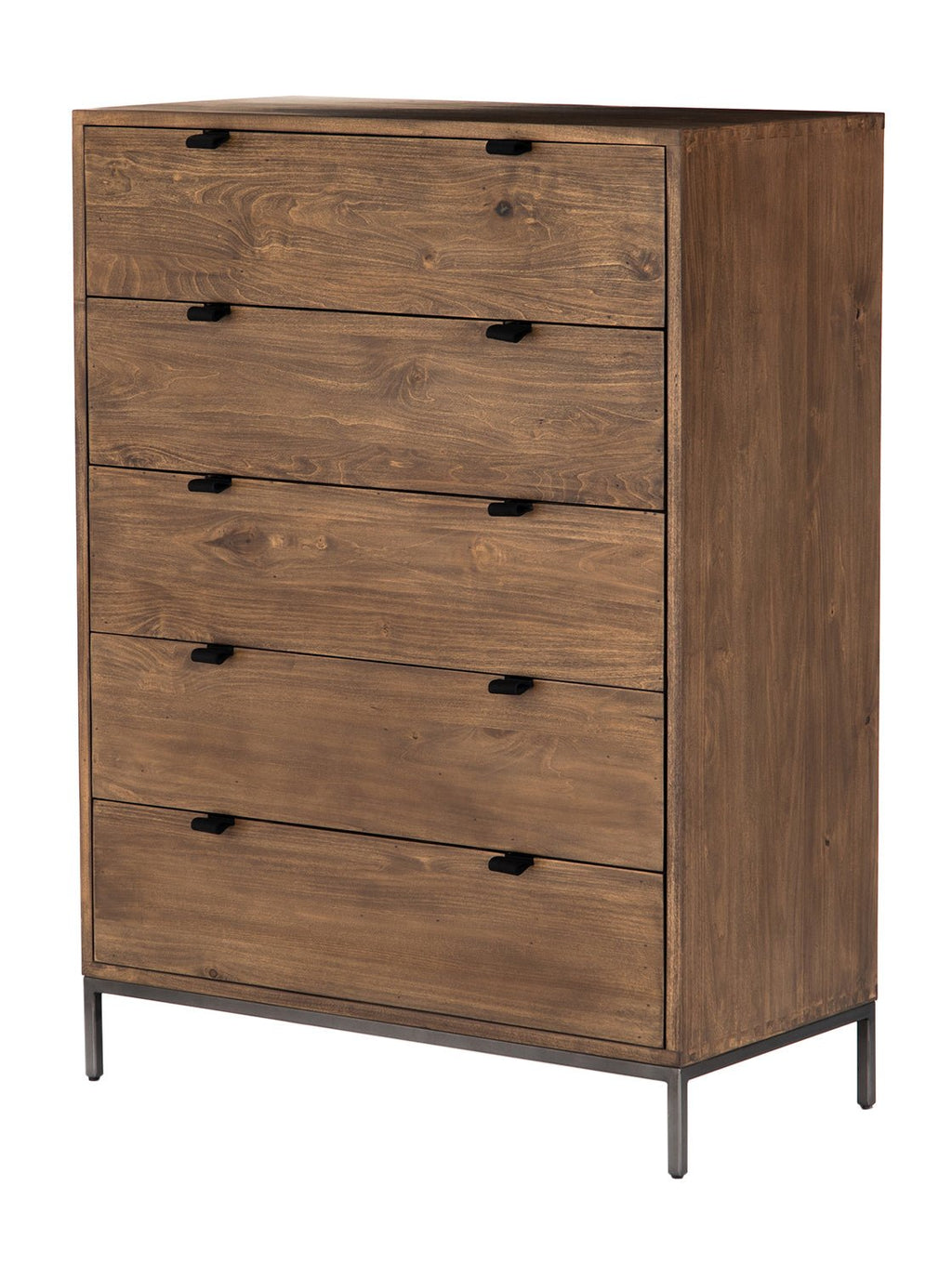 Cole 5-Drawer Dresser - Leather, Metal Base