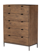Cole 5-Drawer Dresser - Leather, Metal Base