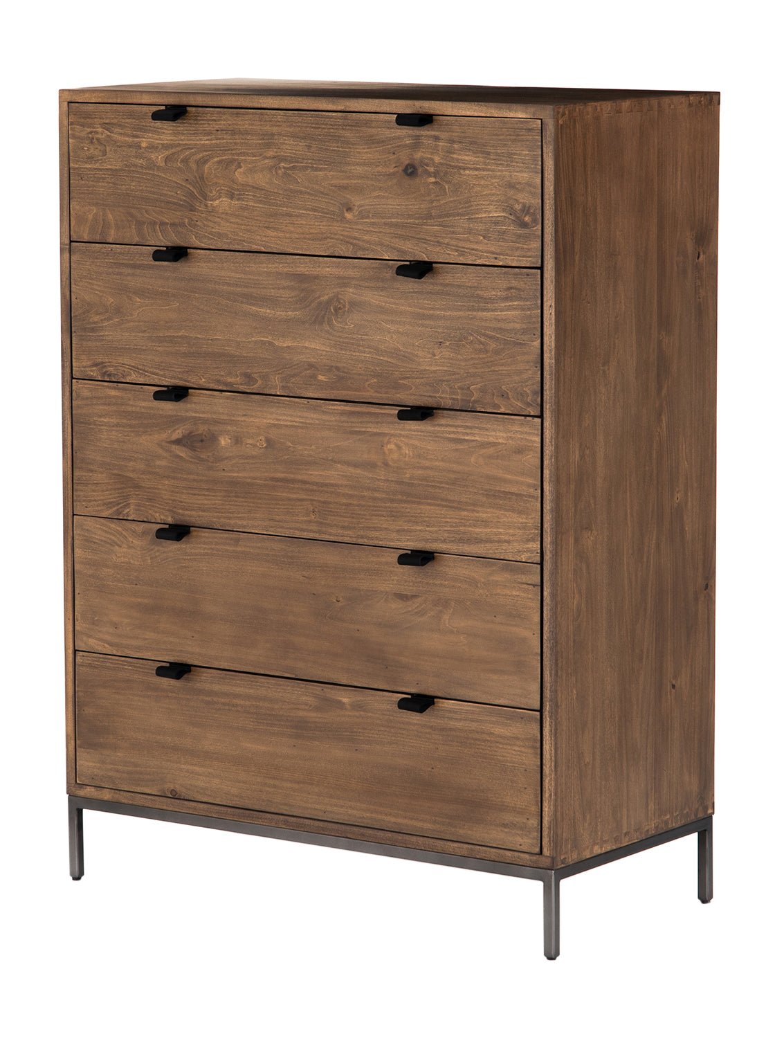 Cole 5-Drawer Dresser - Leather, Metal Base