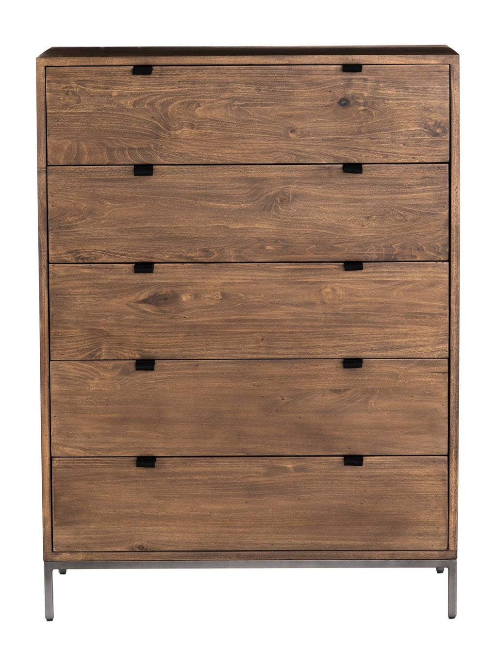 Cole 5-Drawer Dresser - Leather, Metal Base