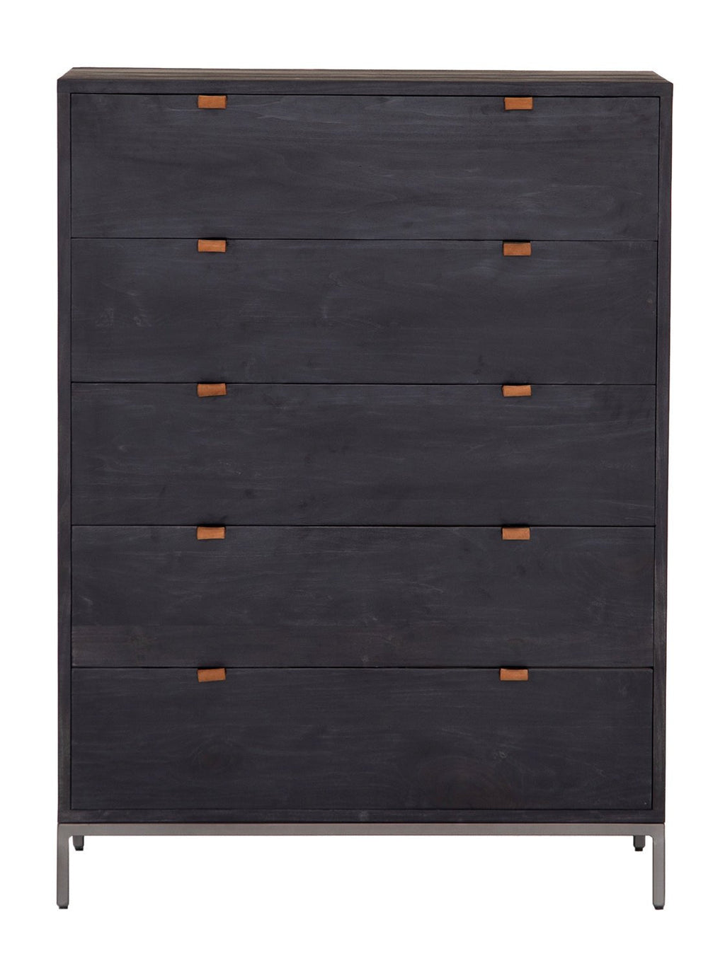 Cole 5-Drawer Dresser - Leather, Metal Base