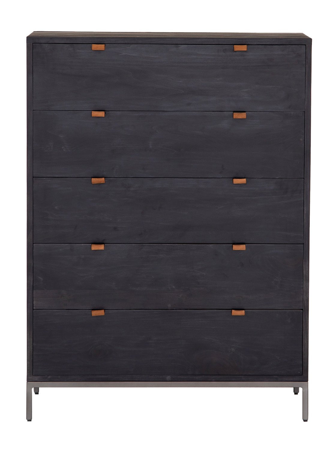 Cole 5-Drawer Dresser - Leather, Metal Base