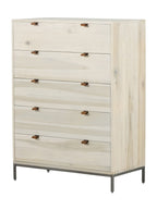 Cole 5-Drawer Dresser - Leather, Metal Base