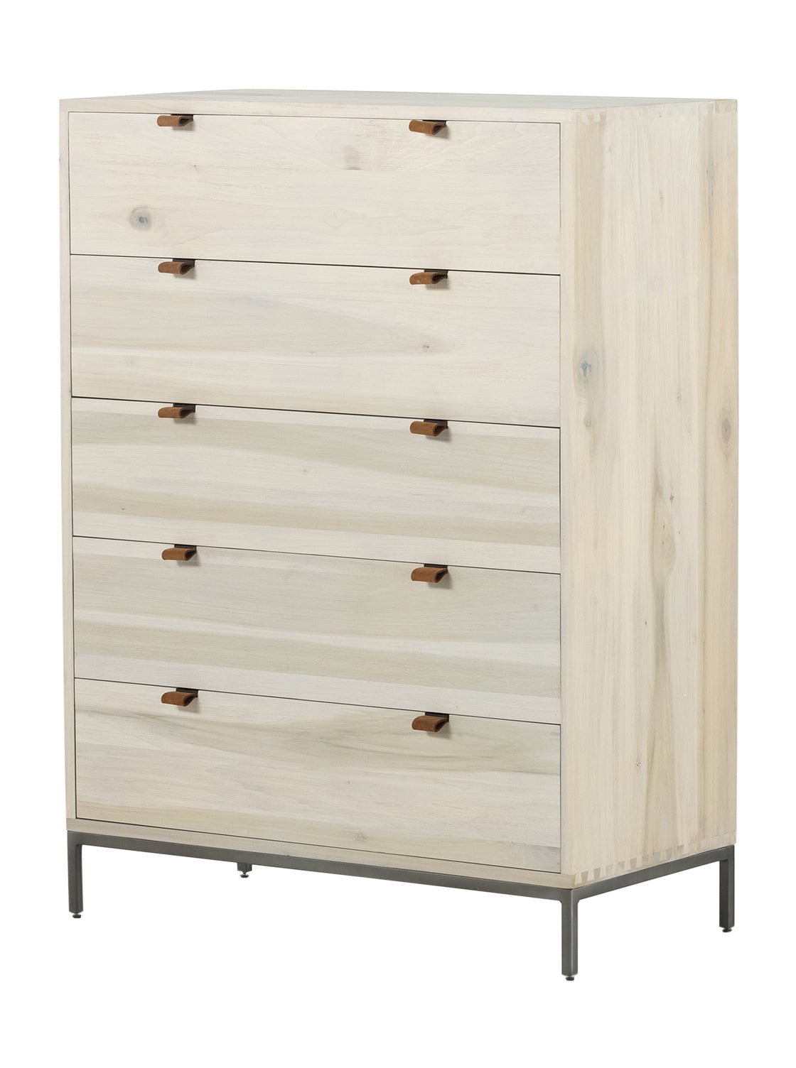 Cole 5-Drawer Dresser - Leather, Metal Base
