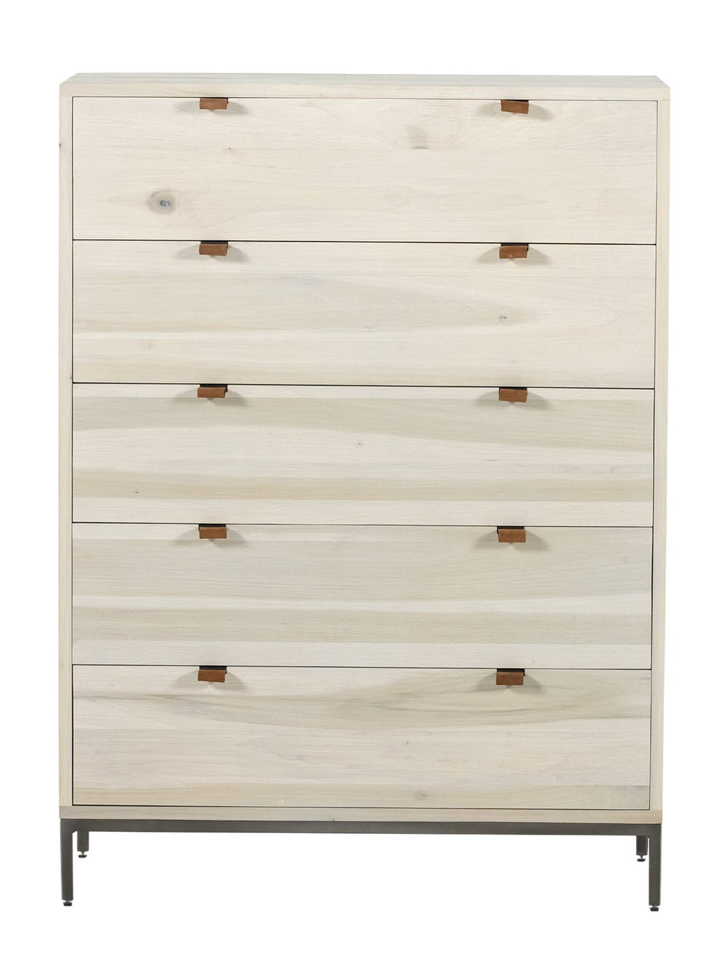 Cole 5-Drawer Dresser - Leather, Metal Base