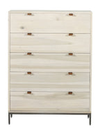Cole 5-Drawer Dresser - Leather, Metal Base