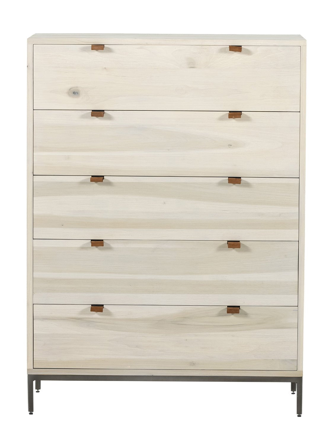 Cole 5-Drawer Dresser - Leather, Metal Base