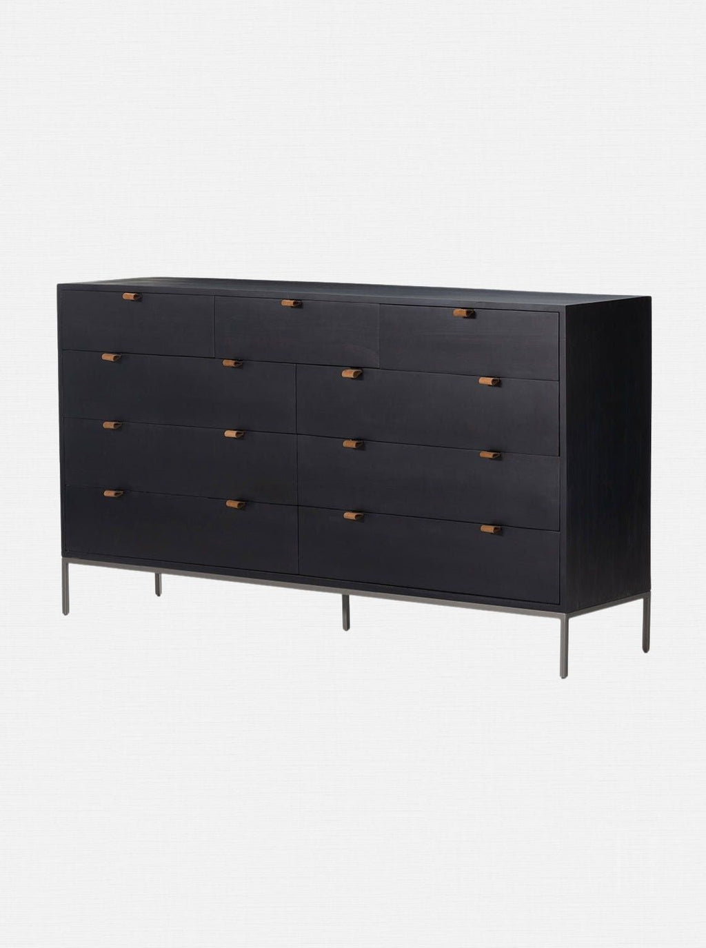 Cole 9-Drawer Dresser - Leather, Metal Base