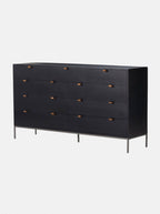 Cole 9-Drawer Dresser - Leather, Metal Base
