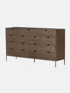 Cole 9-Drawer Dresser - Leather, Metal Base