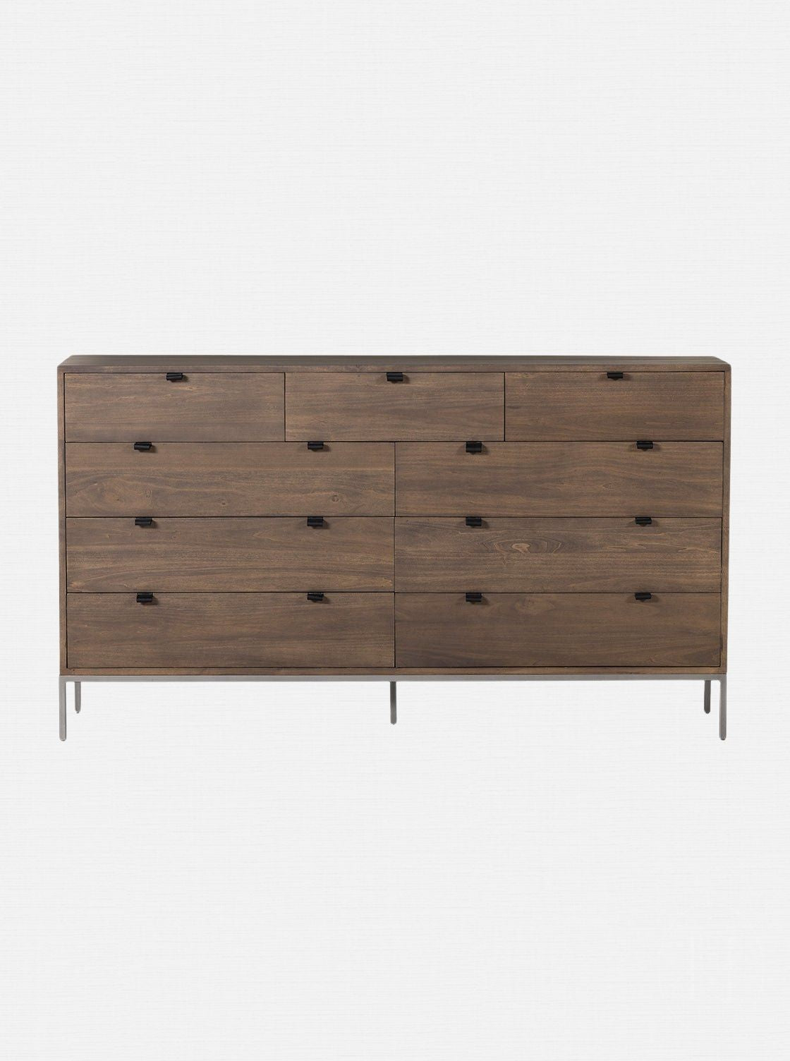 Cole 9-Drawer Dresser - Leather, Metal Base