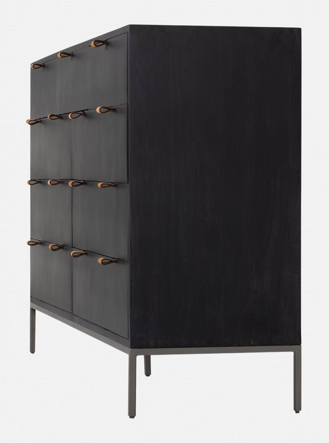 Cole 9-Drawer Dresser - Leather, Metal Base