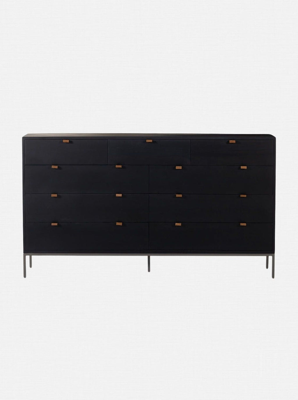 Cole 9-Drawer Dresser - Leather, Metal Base
