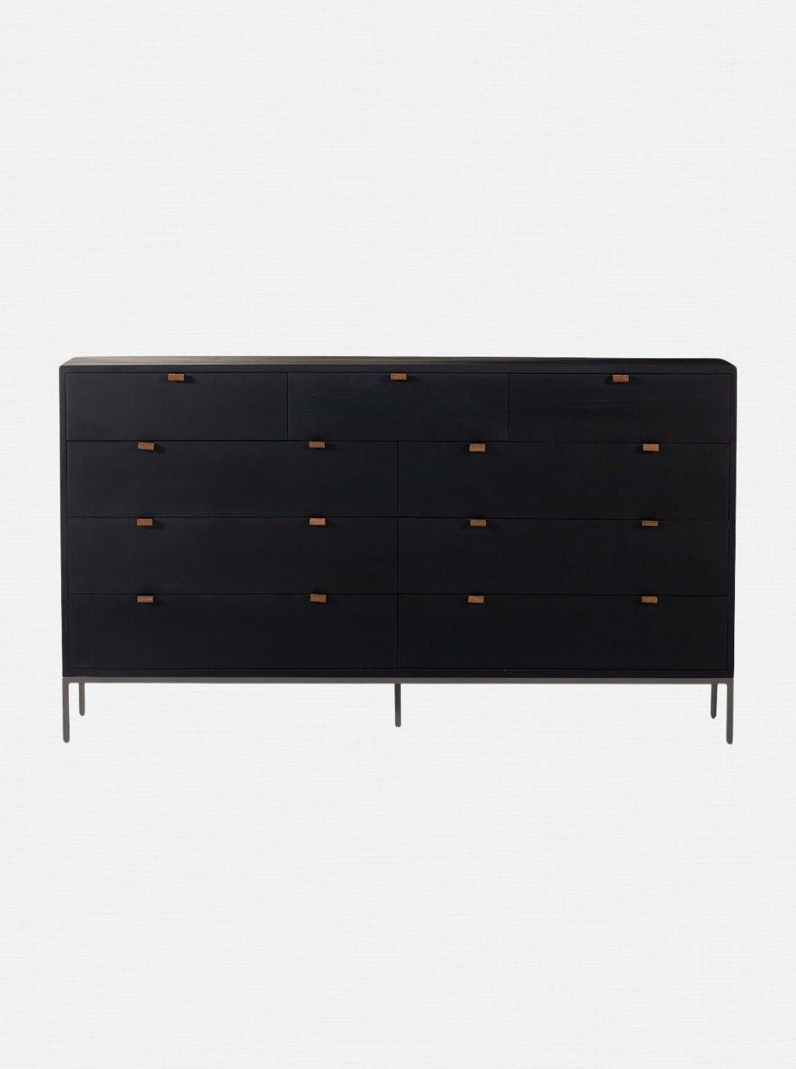 Cole 9-Drawer Dresser - Leather, Metal Base