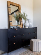 Cole 9-Drawer Dresser - Leather, Metal Base