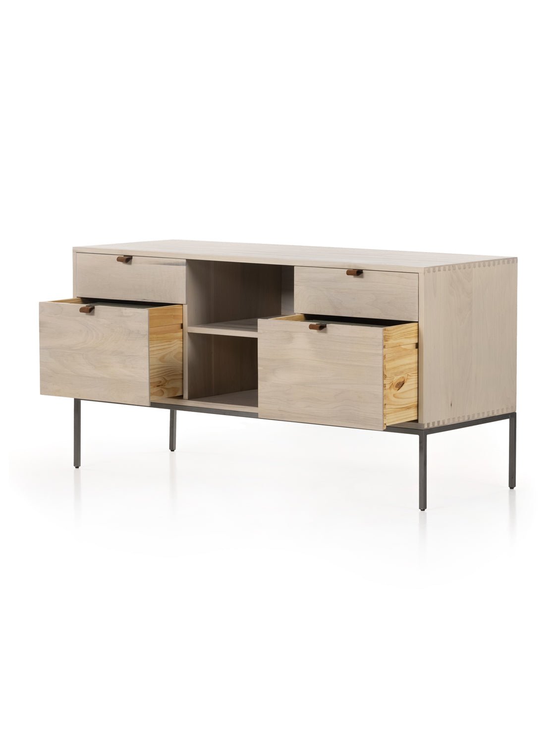 Cole Sideboard - Leather, Metal Base