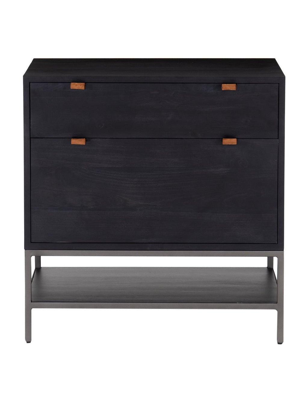 Cole Small Cabinet - Leather, Metal Base