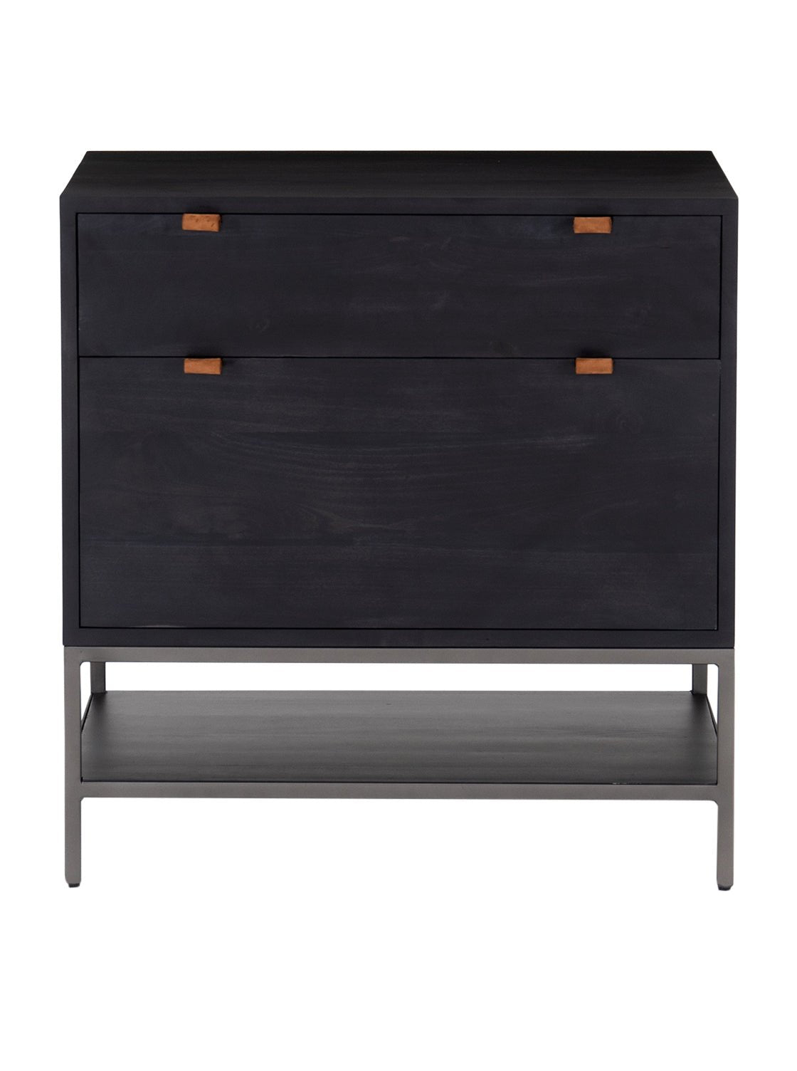Cole Small Cabinet - Leather, Metal Base