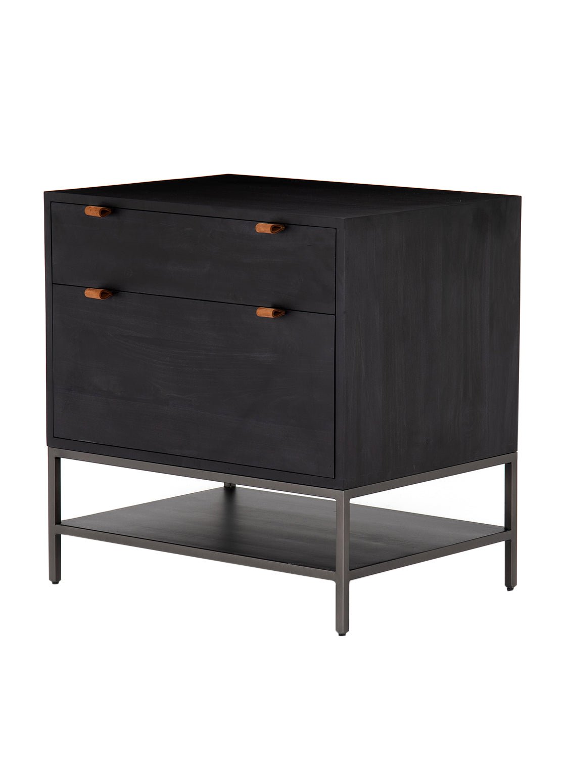 Cole Small Cabinet - Leather, Metal Base