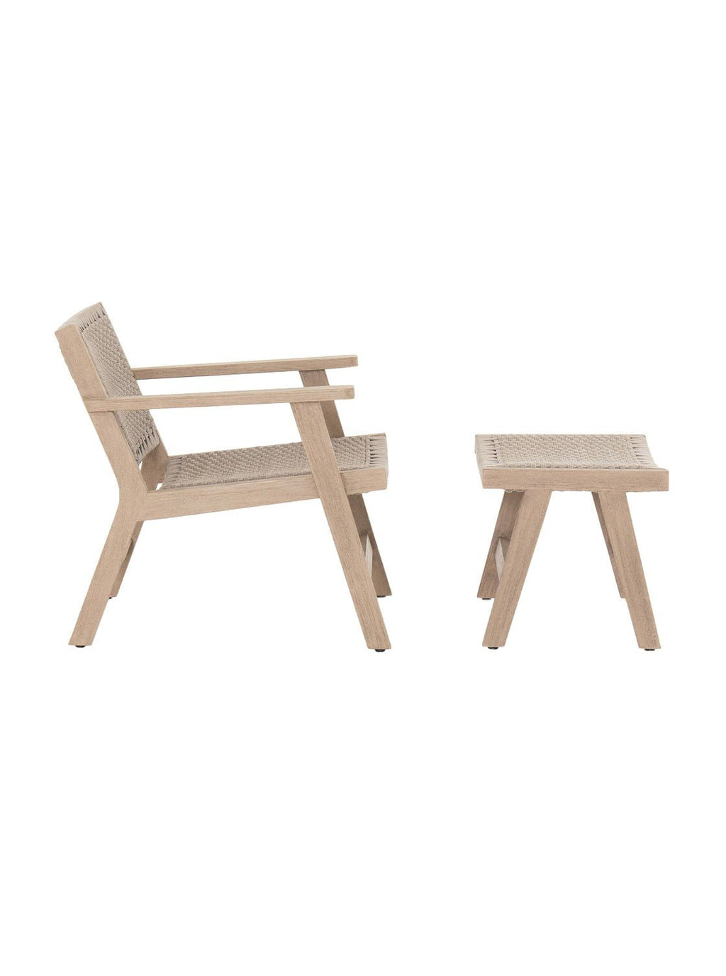 Dennis Outdoor Chair + Ottoman - Teak Wood