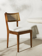 Eleanor Outdoor Dining Chair - Teak Wood, Cane Detail