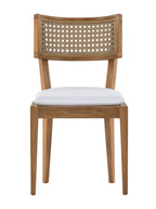 Eleanor Outdoor Dining Chair - Teak Wood, Cane Detail