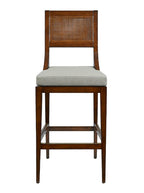 Elise Bar + Counter Stool - Upholstered, Cane Detail