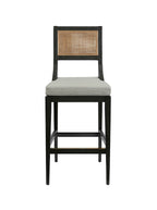 Elise Bar + Counter Stool - Upholstered, Cane Detail