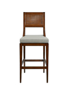 Elise Bar + Counter Stool - Upholstered, Cane Detail