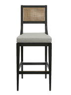 Elise Bar + Counter Stool - Upholstered, Cane Detail