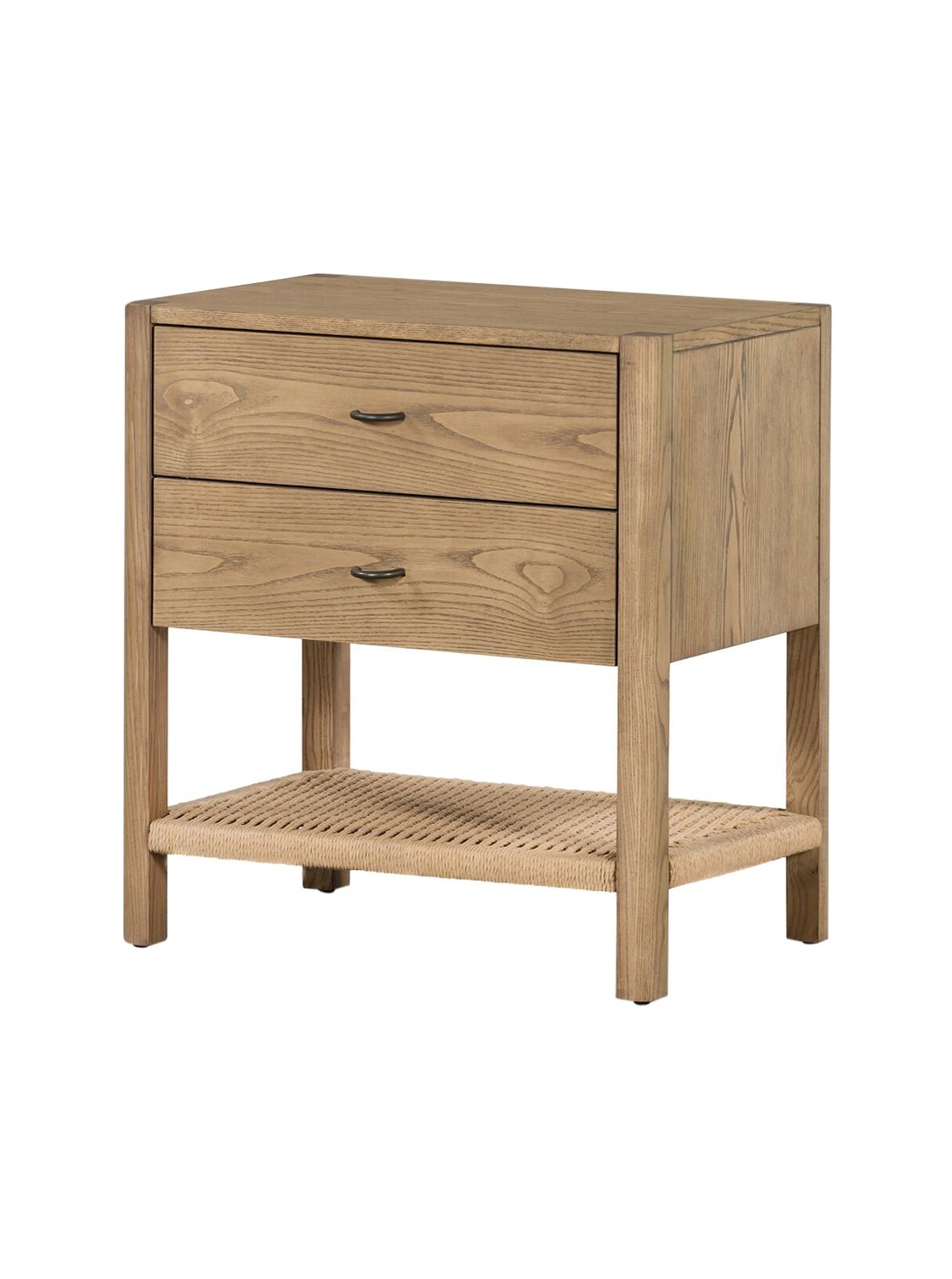 Elizabeth Nightstand - Ash Wood, Metal Base