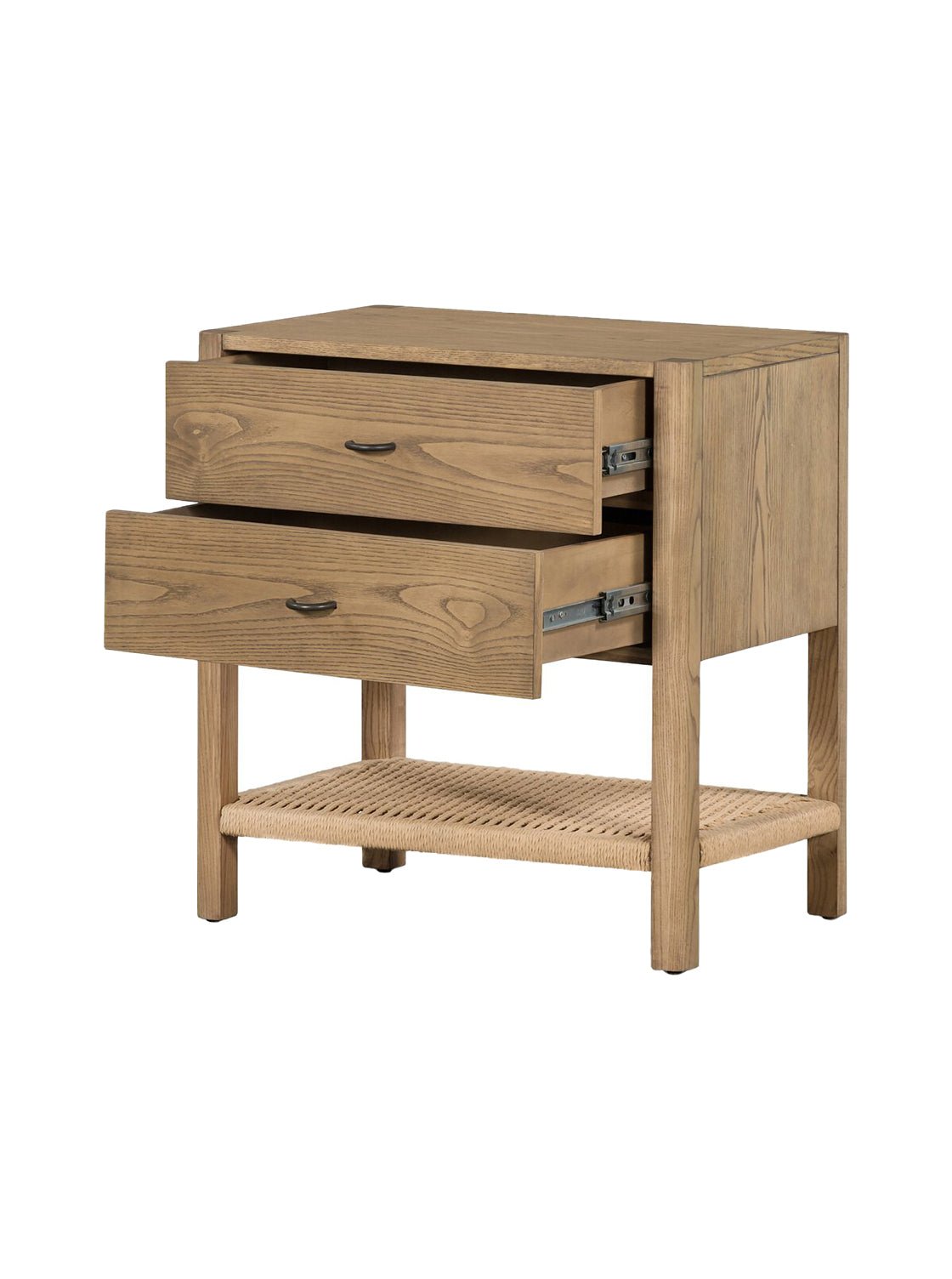 Elizabeth Nightstand - Ash Wood, Metal Base