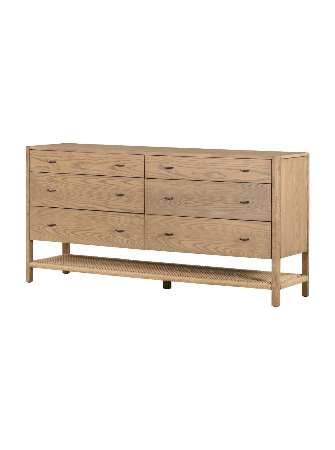 Elizabeth Six Drawer Dresser - Ash Wood, Metal Base