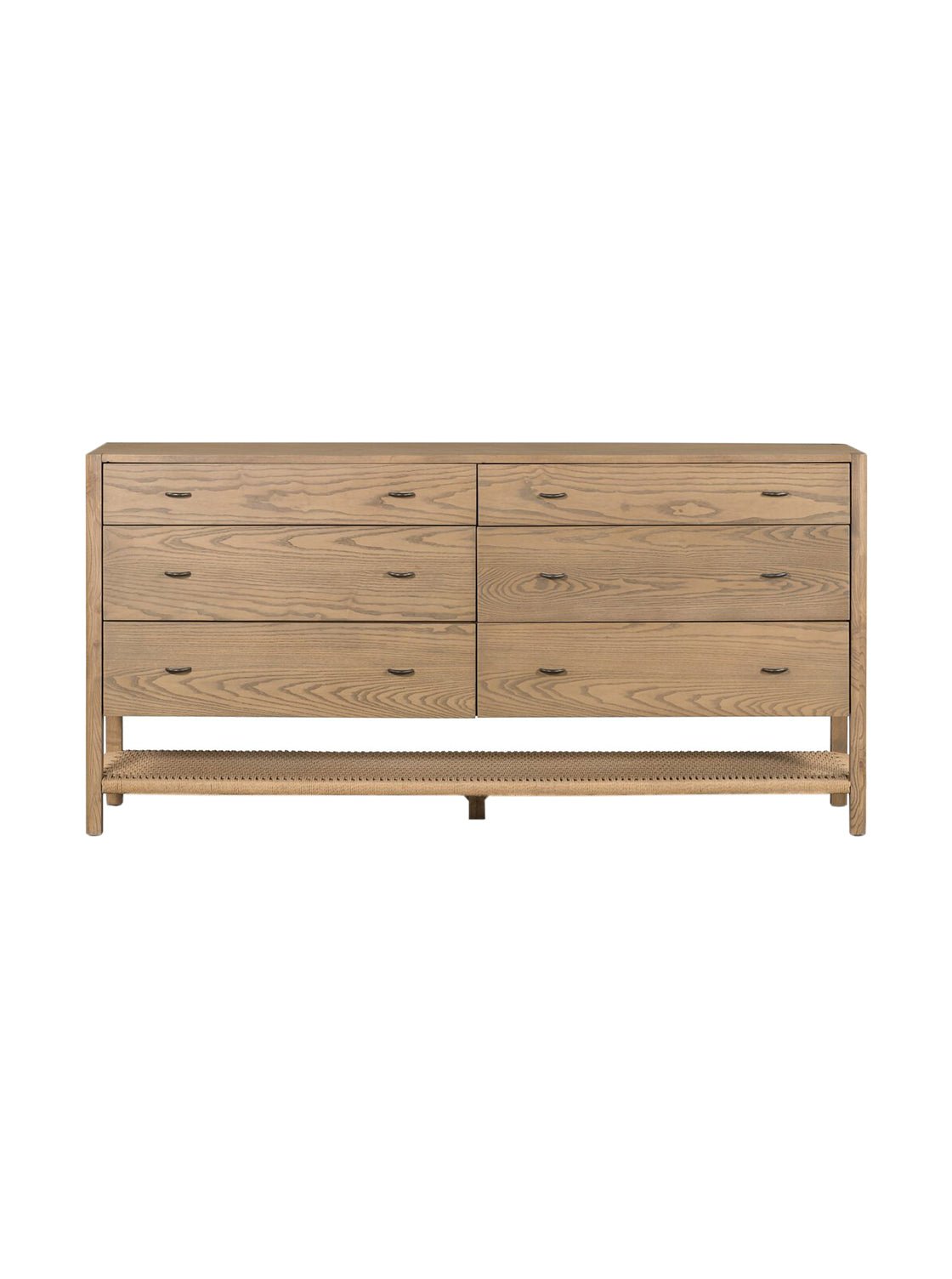 Elizabeth Six Drawer Dresser - Ash Wood, Metal Base