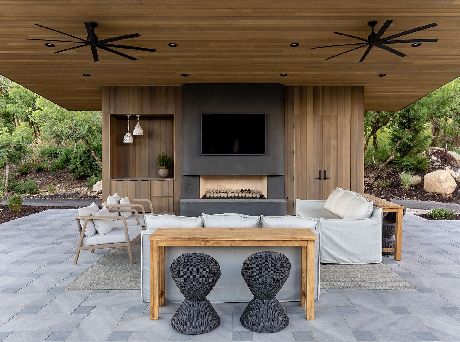 Halle Outdoor Chair - Upholstered, Teak Wood