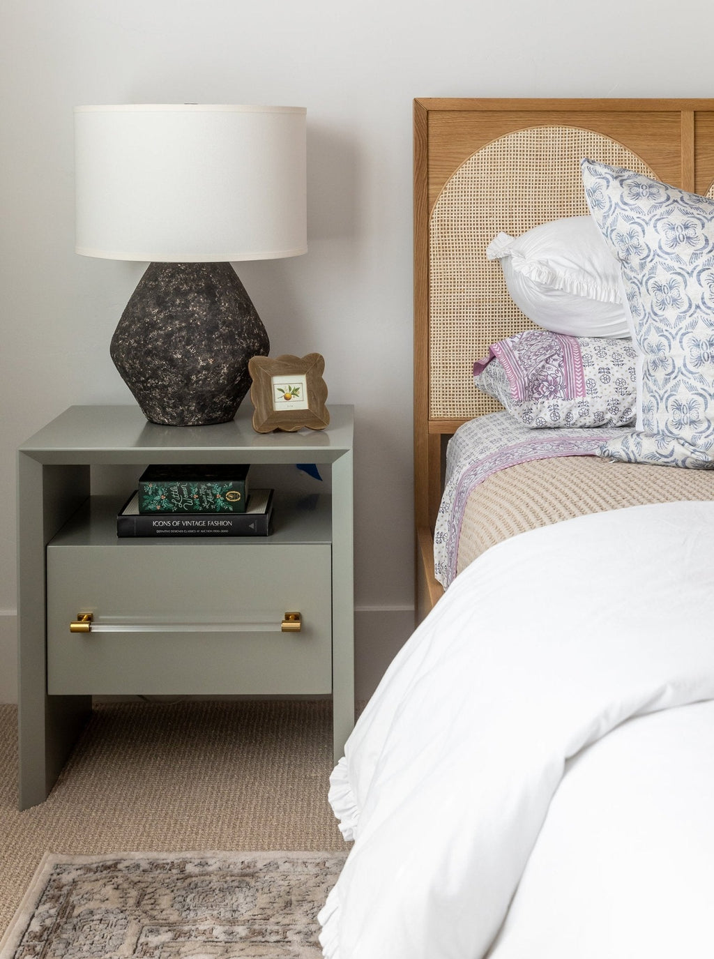 Ira Bed - Oak Wood, Cane Detail