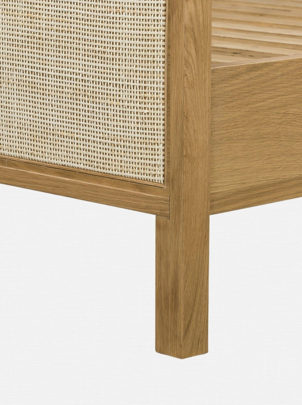 Ira Bed - Oak Wood, Cane Detail